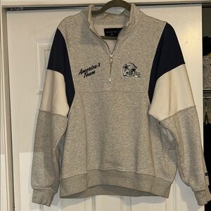 Abercrombie and Fitch Men's Dallas Cowboys Quarter-Zip Sweater